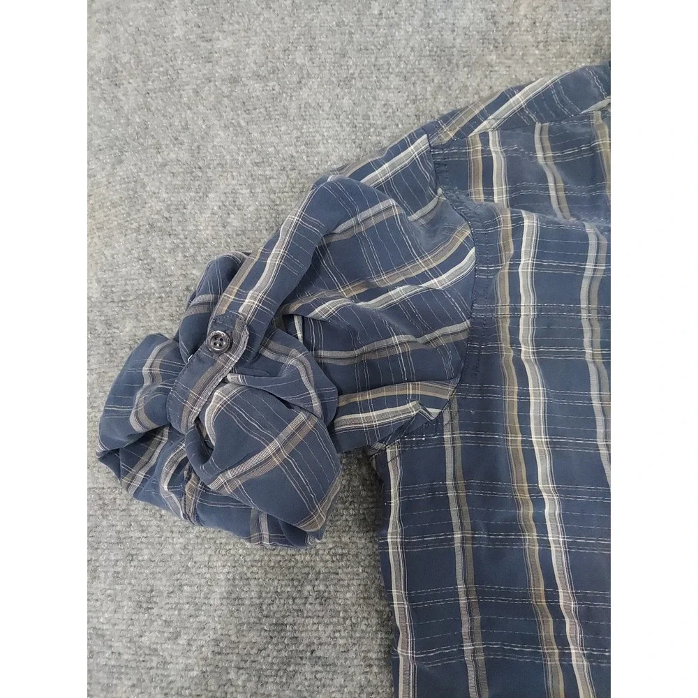 The North Face Shirt Mens XL‎ Blue Plaid Roll Tab Sleeve Outdoor Hiking Utility